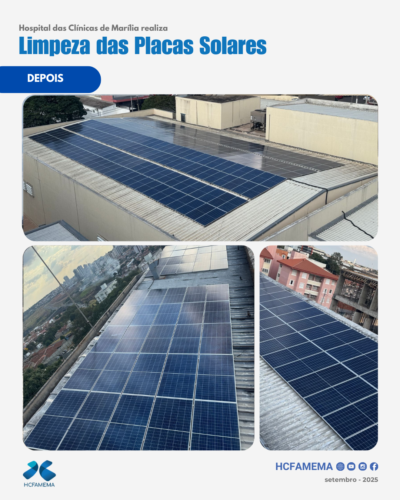 Hospital das Clínicas de Marília realiza limpeza das placas solares